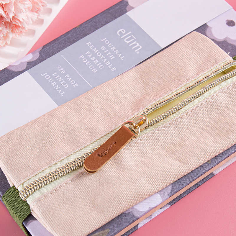 Lined Journal with Removable Fabric Pencil Pouch