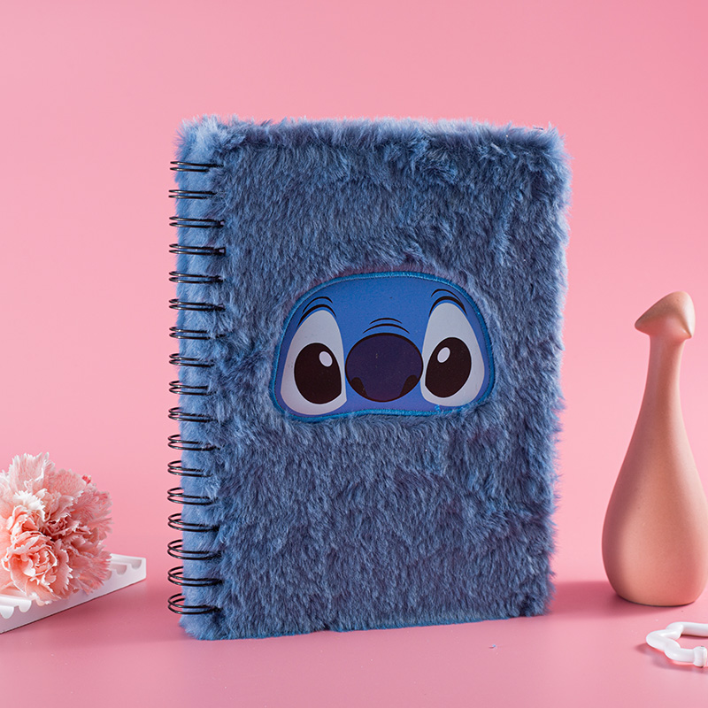 Cartoon Stitch Design Plush Cover Notebook