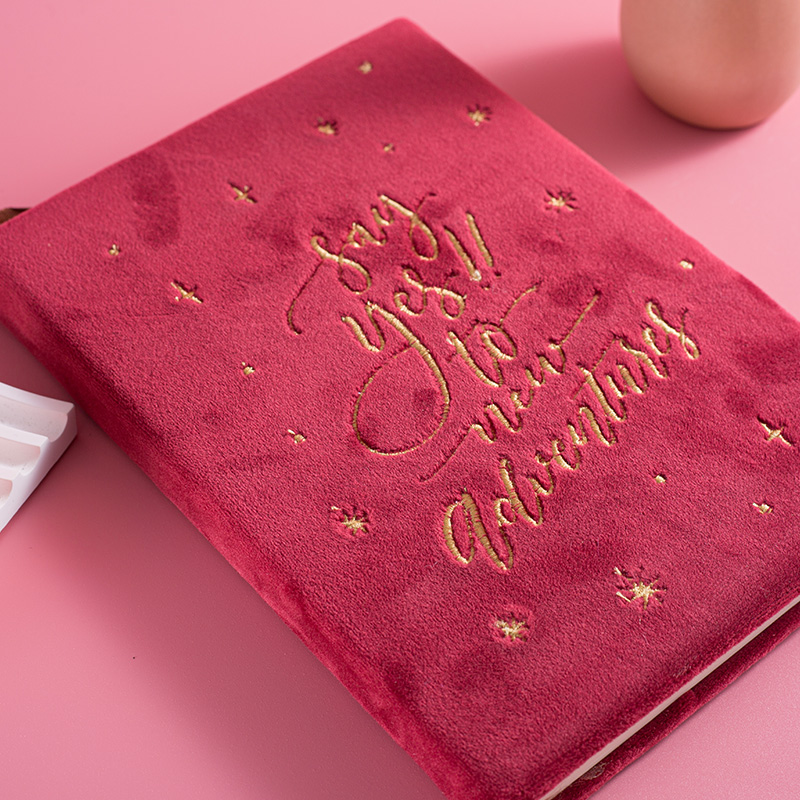 Soft Velvet Lined Notebook with Embroidered Logo