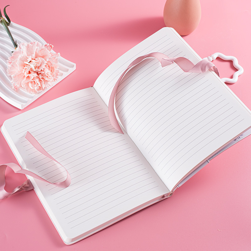 Pink Hardcover Journal Notebook with Cute Ribbon Tie