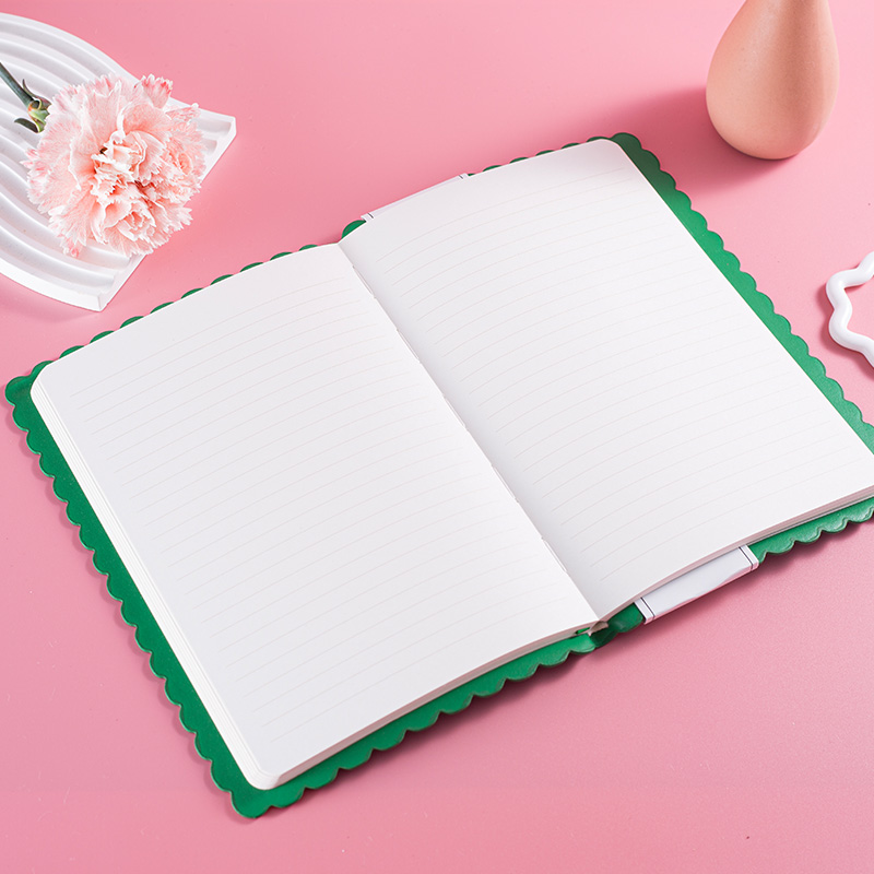 Scalloped Edge PU Leather Journal Notebook