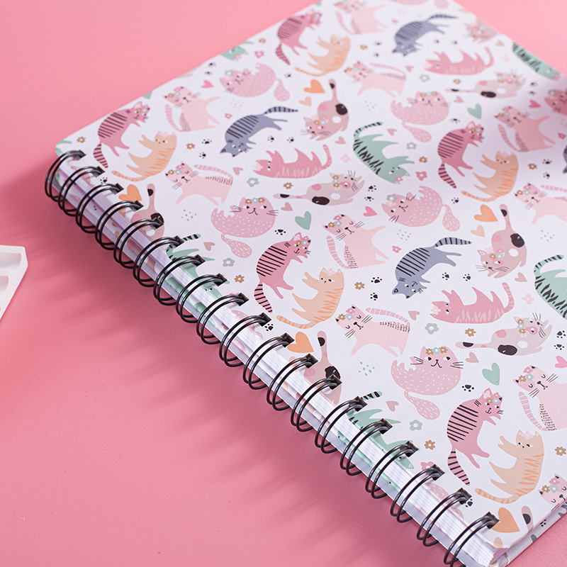 Cute Pink Cats Pattern Spiral Notebook