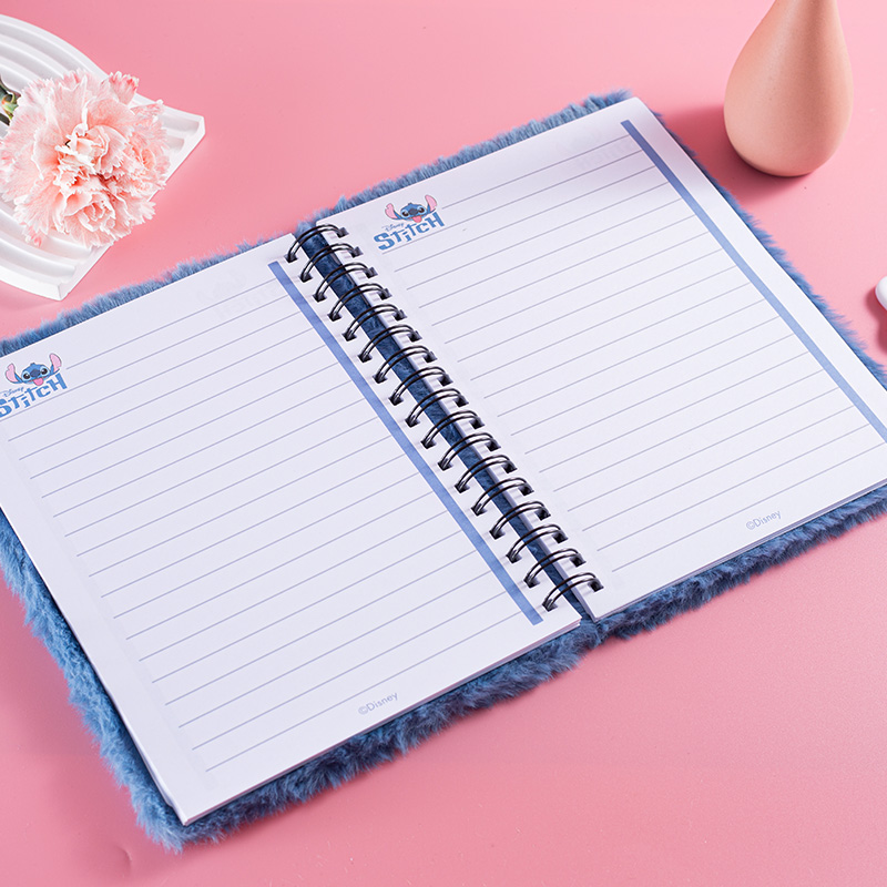 Cartoon Stitch Design Plush Cover Notebook