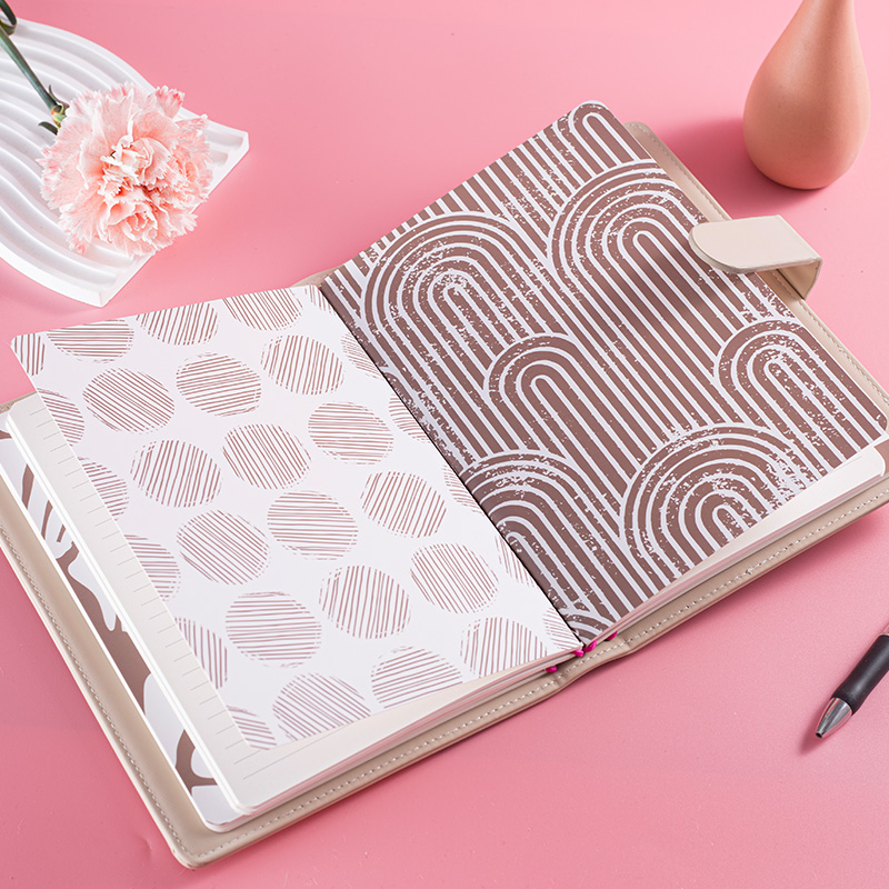 Pink PU Leather Journal Notebook with Magnetic Closure