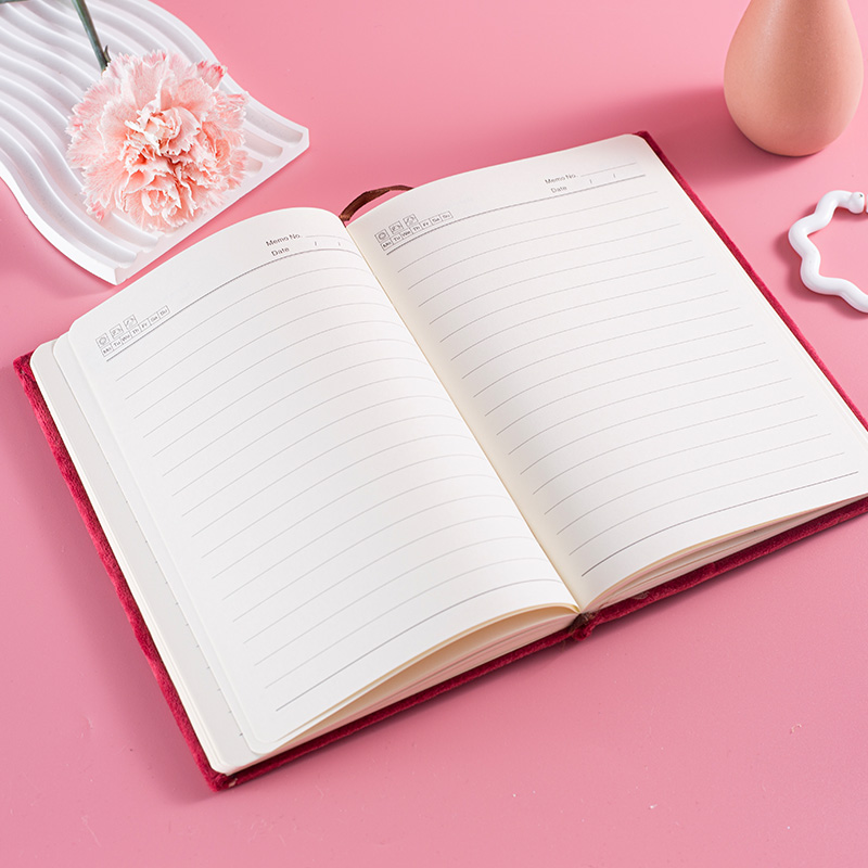 Soft Velvet Lined Notebook with Embroidered Logo
