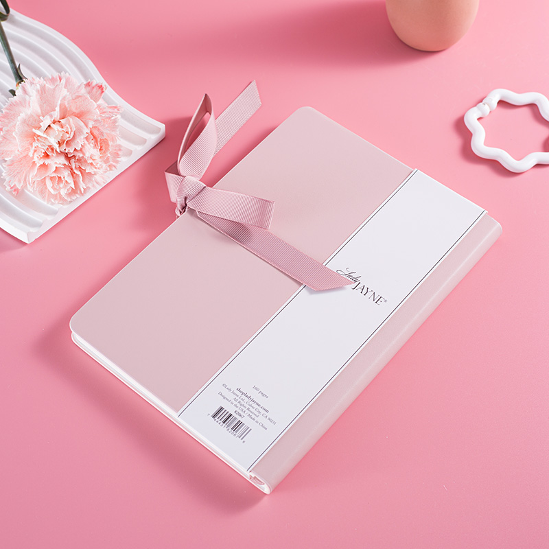 Pink Hardcover Journal Notebook with Cute Ribbon Tie