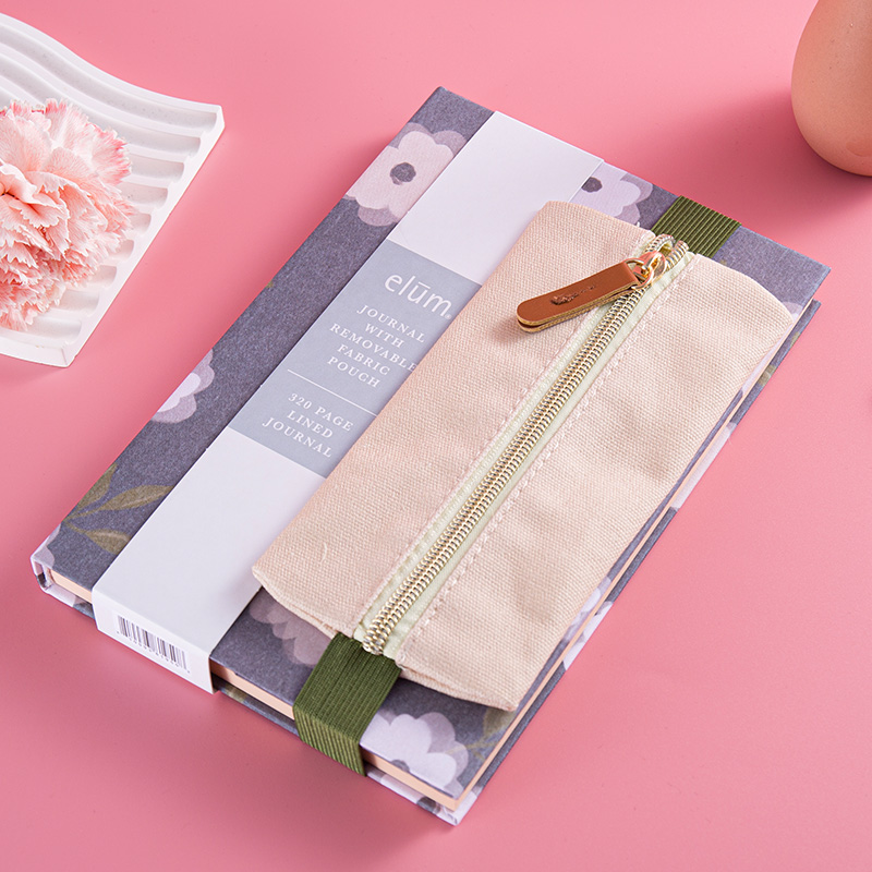 Lined Journal with Removable Fabric Pencil Pouch