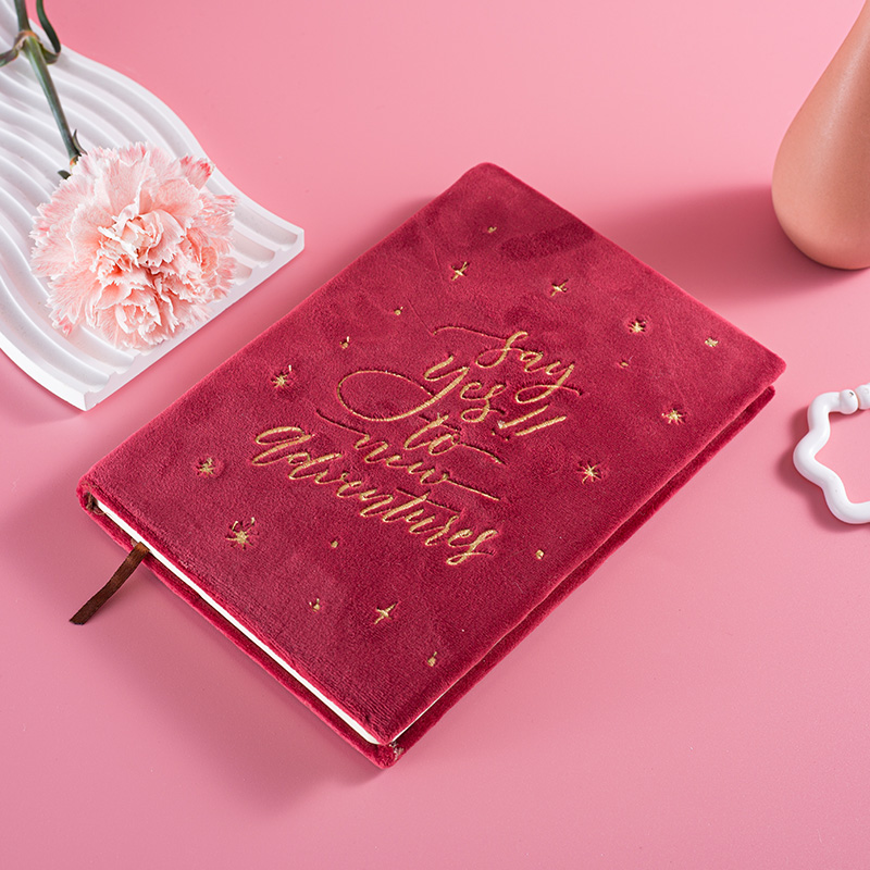 Soft Velvet Lined Notebook with Embroidered Logo