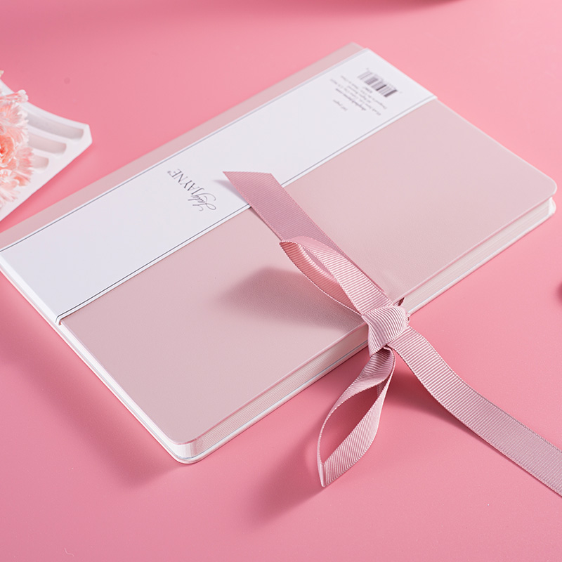 Pink Hardcover Journal Notebook with Cute Ribbon Tie