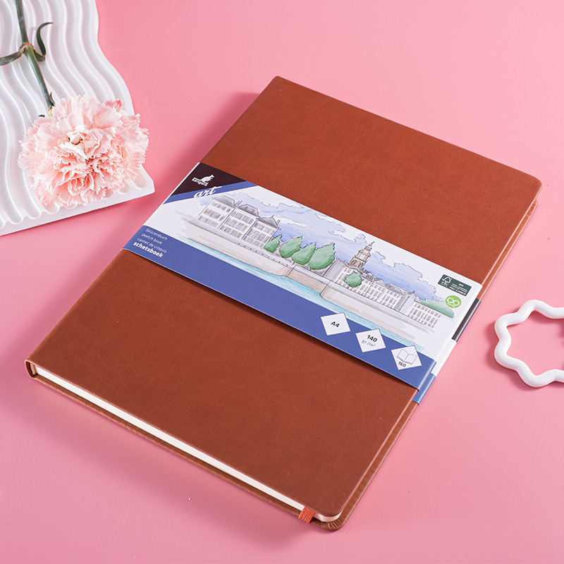 A4 A5 PU Hardcover Sketchbook with Elastic and Ribbon