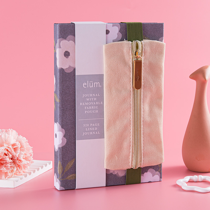 Lined Journal with Removable Fabric Pencil Pouch