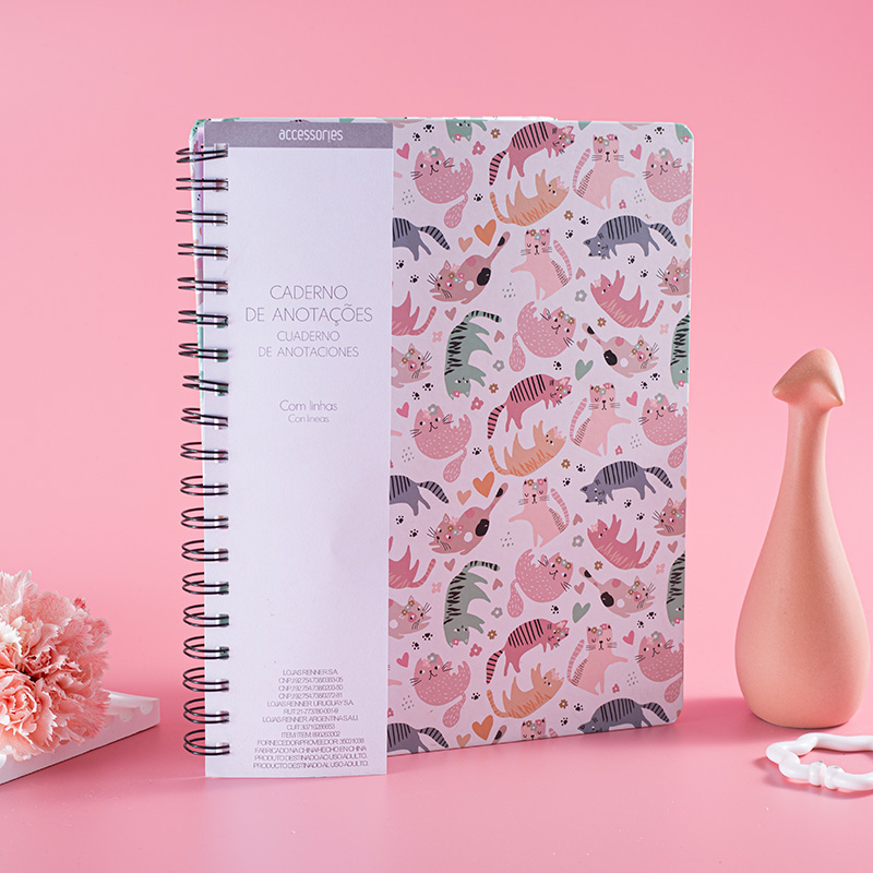 Cute Pink Cats Pattern Spiral Notebook