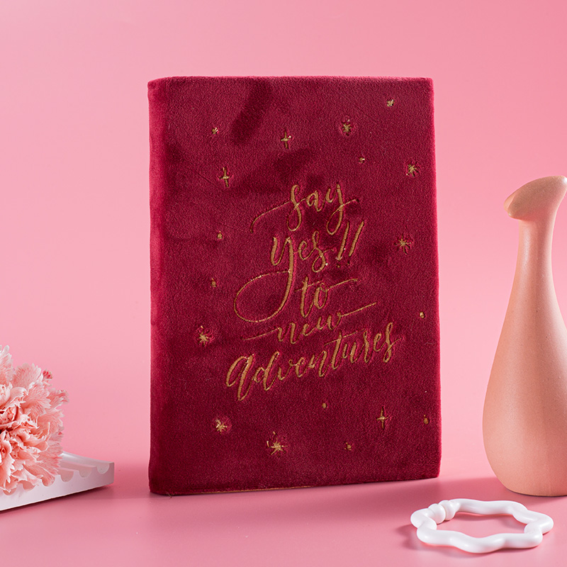 Soft Velvet Lined Notebook with Embroidered Logo