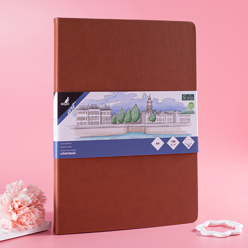 A4 A5 PU Hardcover Sketchbook with Elastic and Ribbon