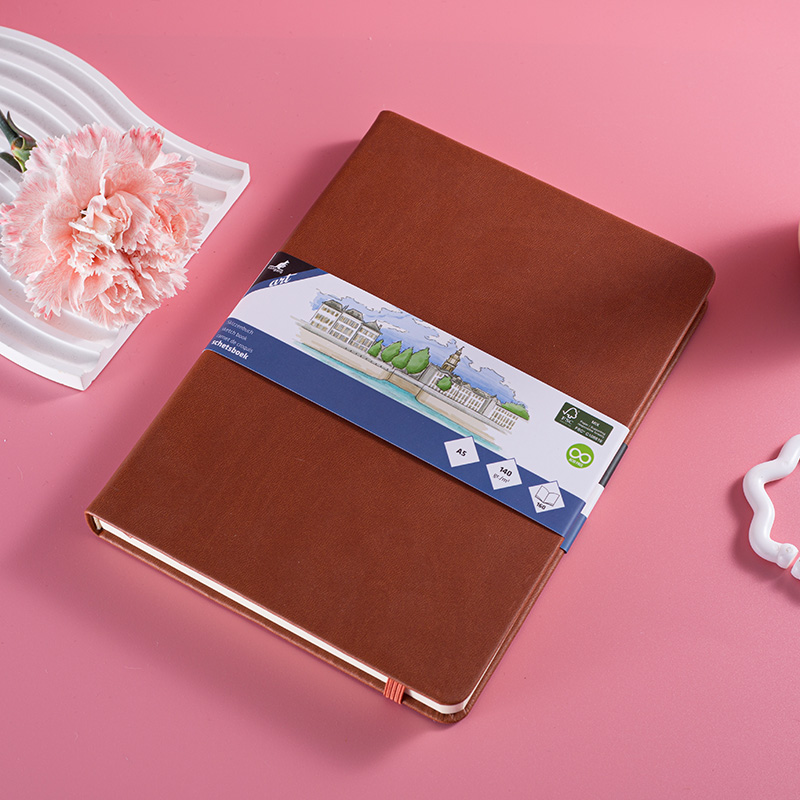 A4 A5 PU Hardcover Sketchbook with Elastic and Ribbon