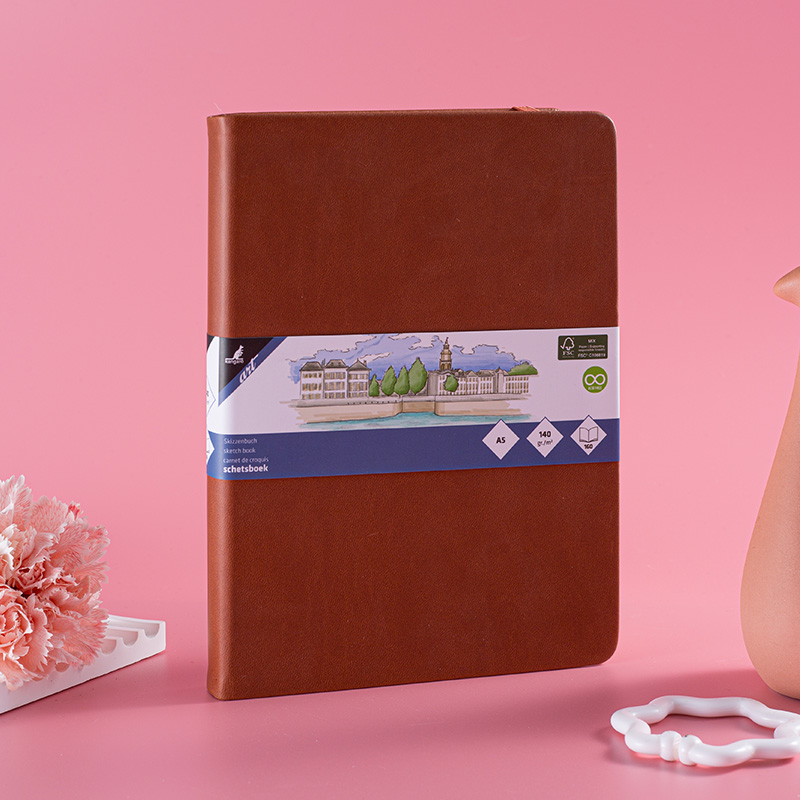 A4 A5 PU Hardcover Sketchbook with Elastic and Ribbon