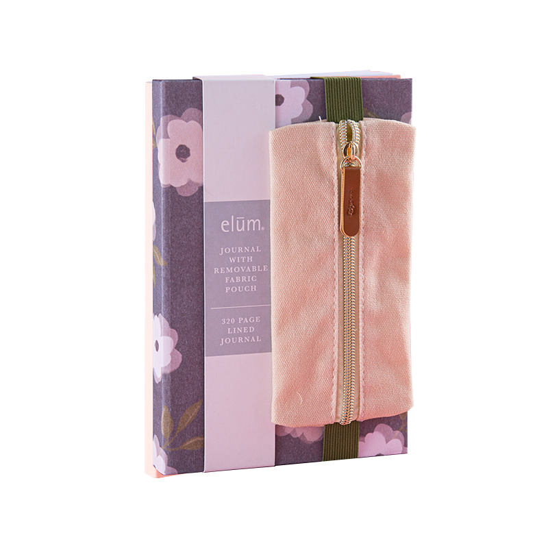 Lined Journal with Removable Fabric Pencil Pouch