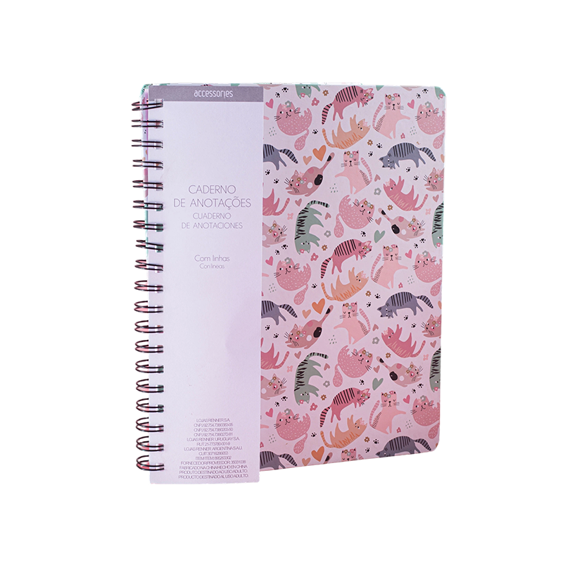 Cute Pink Cats Pattern Spiral Notebook