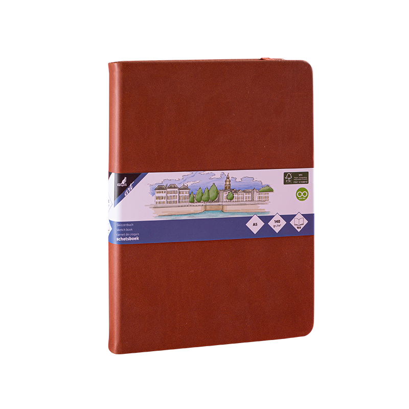 A4 A5 PU Hardcover Sketchbook with Elastic and Ribbon
