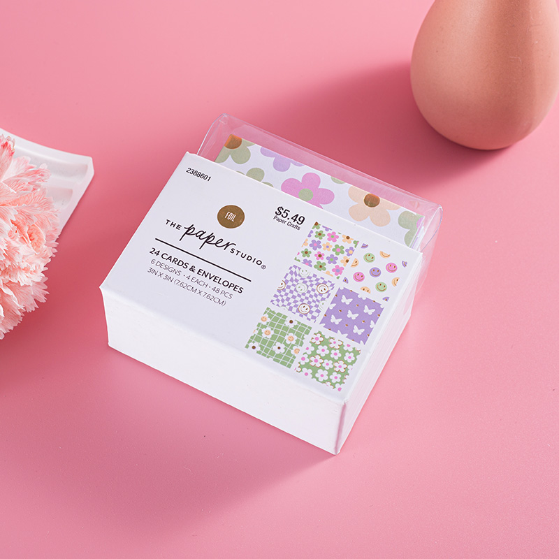 Retro Floral Check Cards and Envelopes