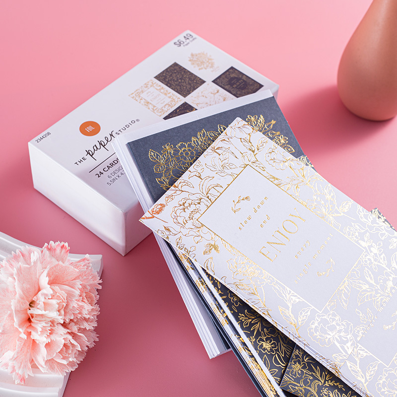 24 Black and Gold Note Cards with Envelopes