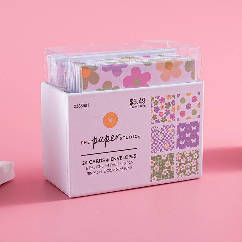 Retro Floral Check Cards and Envelopes