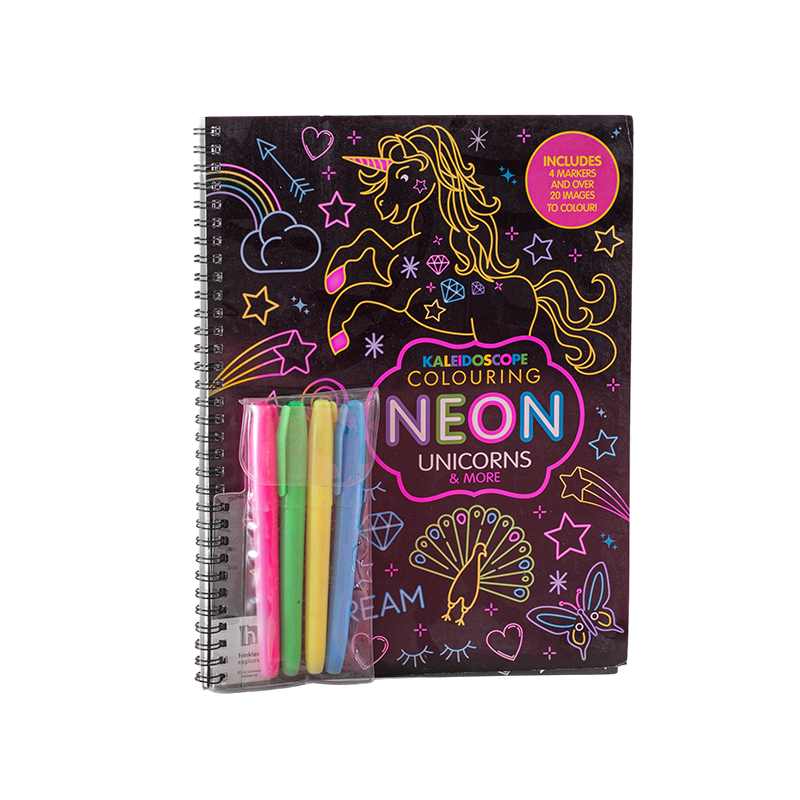 Neon Unicorns Colouring Book Kit with 4 Markers