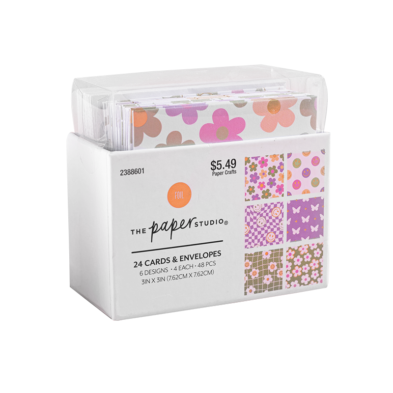 Retro Floral Check Cards and Envelopes
