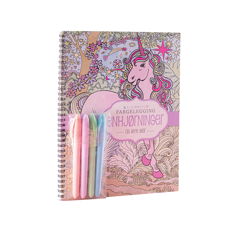 Pastel Coloring Unicorns Book Kit with Markers and Glitter Glue