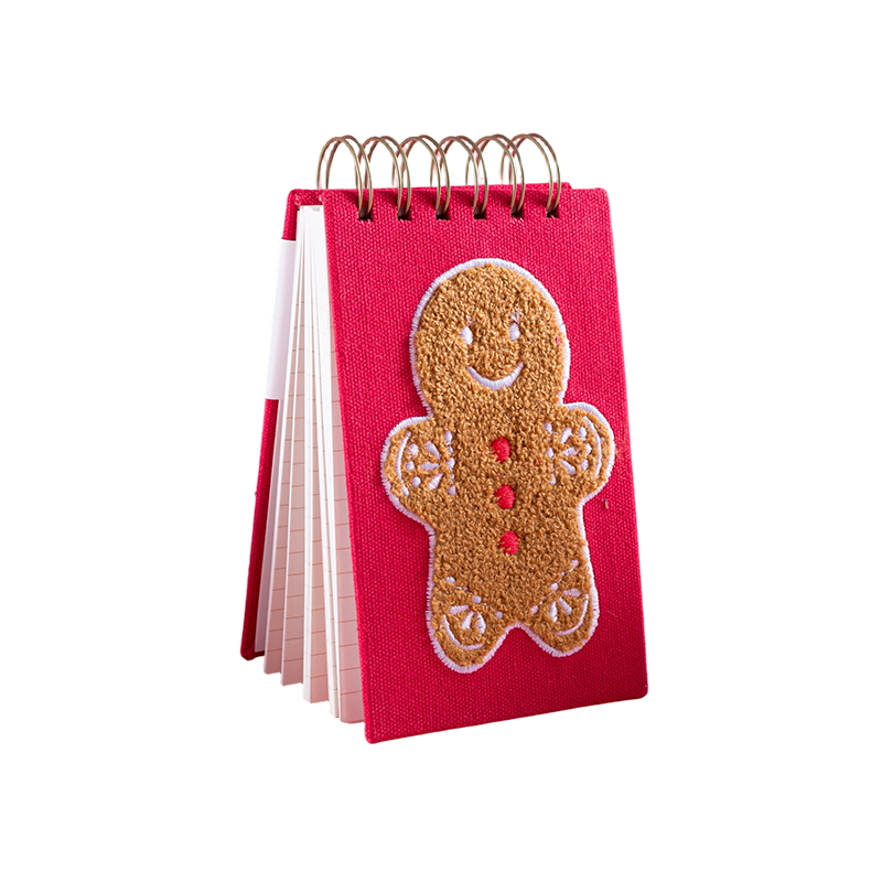 Plush Christmas Gingerbread Man Spiral Notepad