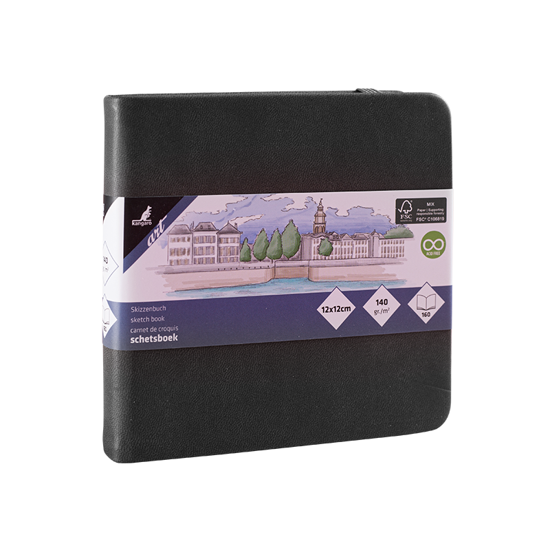160 Sheets Square PU Leather Sketchbook for Drawing